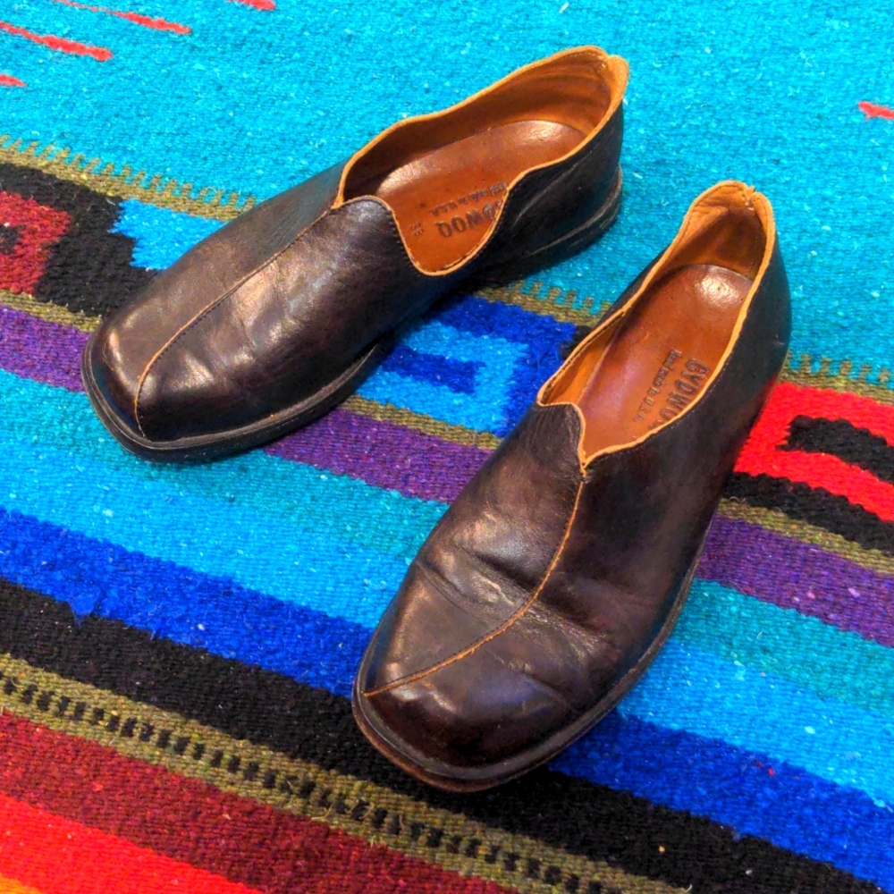 Cydwoq dark brown leather shoes loafers size 8 size 38